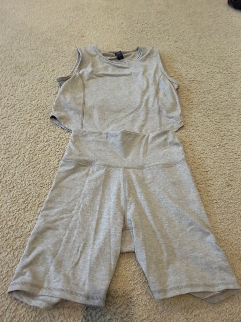 Women's High-Waist Biker Shorts and Tank Set - Beige